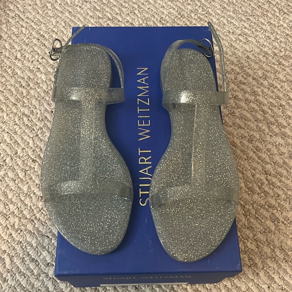 Stuart weitzman jelly glitter sandals. Size 7